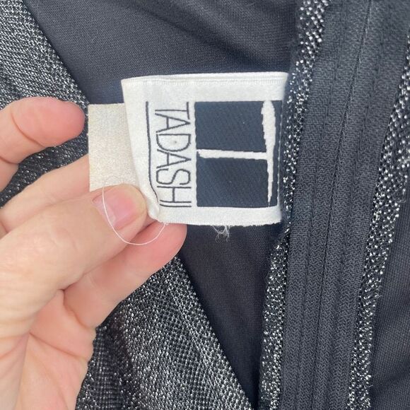 Tadashi Women's Surplice V-neck Ruched Metalic Maxi Dress Size Medium - Picture 3 of 9